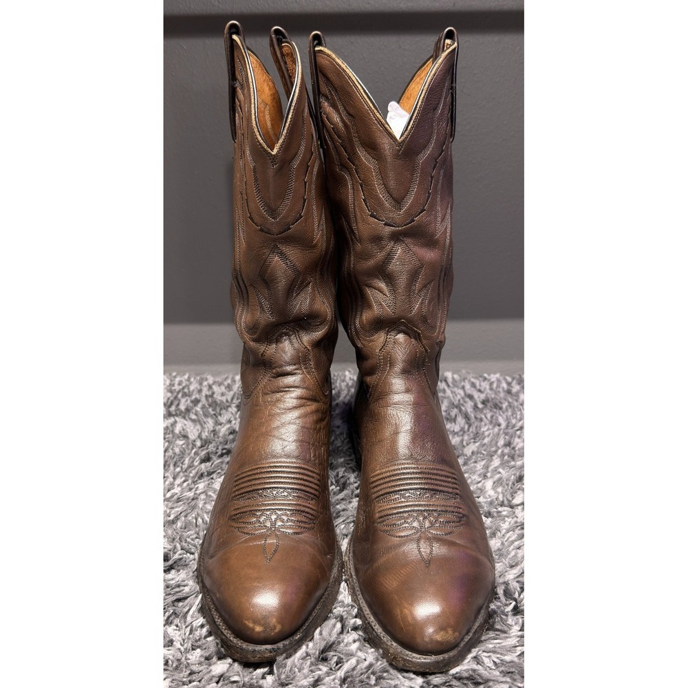 Lucchese Boots Mens Size 10 D Brown Soft Leather 2000 Vintage Western Cowboy - Picture 3 of 14